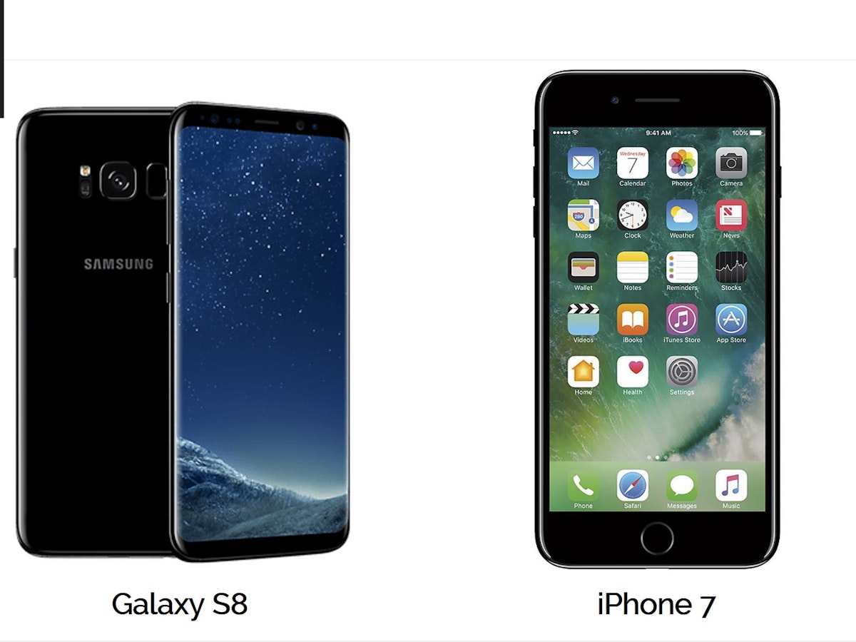 smartphones iphone 7 vs galaxy s8